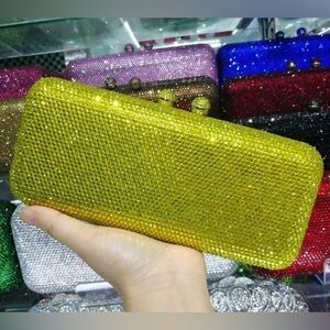 CRYSTAL,RHINESTONE ,hard case clutch,even bag. Bridal , promo , parties.